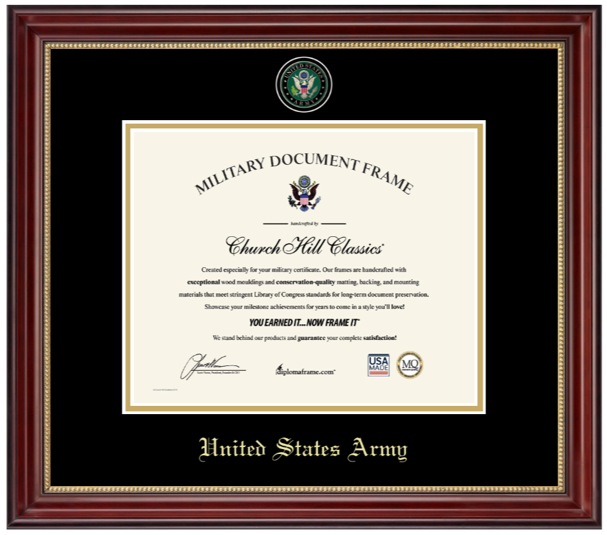 United States Army Masterpiece Medallion Certificate Frame (Horizontal ...