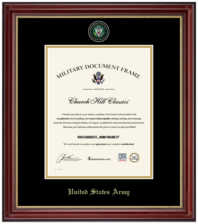 United States Army Masterpiece Medallion Certificate Frame (Vertical)