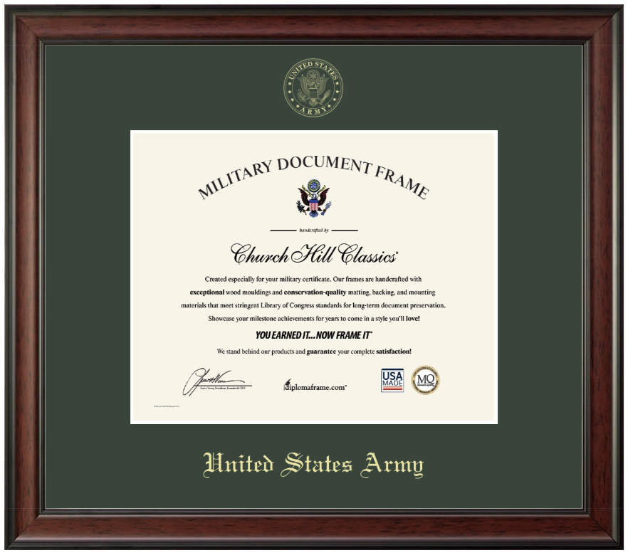 United States Army Gold Embossed Studio Certificate Frame (Horizontal)
