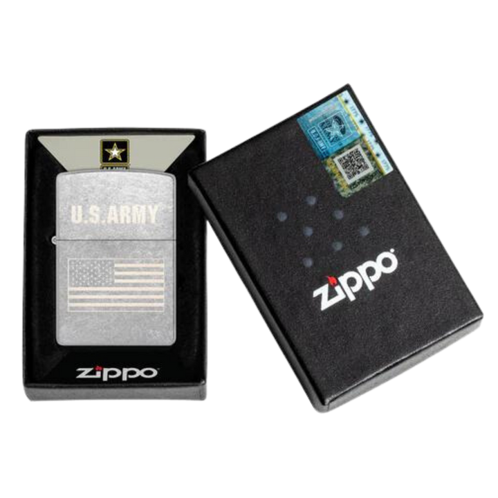Army US Flag Street Chrome Laser Engraved Zippo