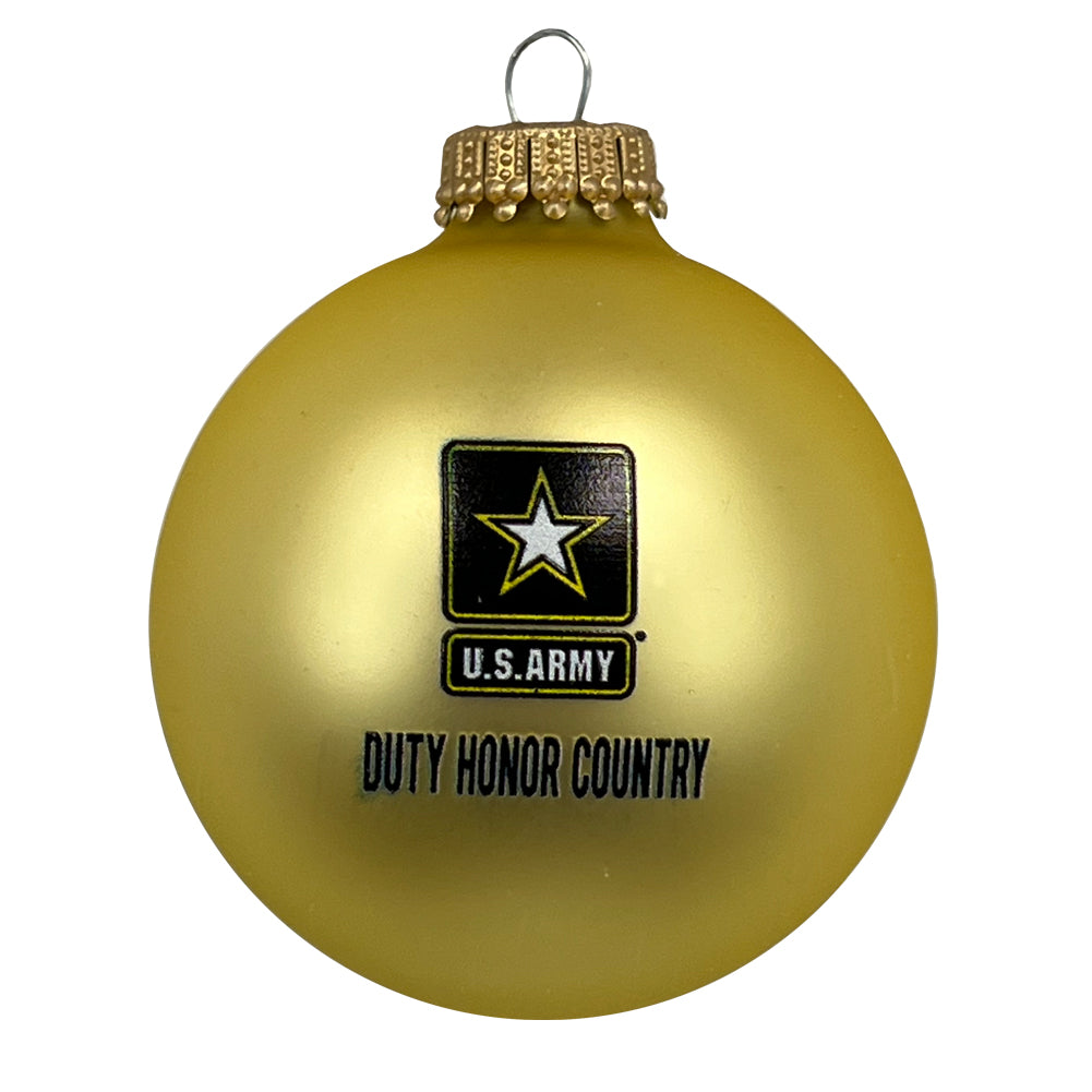 Army Duty Honor Country Boxed Glass Bulb Ornaments (Black/Gold)