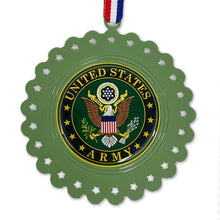 Load image into Gallery viewer, United States Army Seal Circle Stars Ornament (Green)