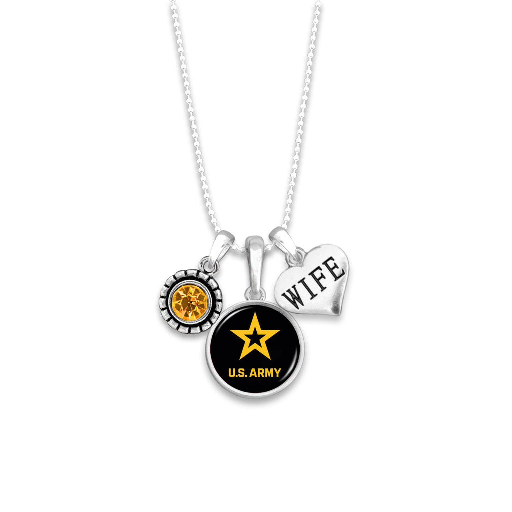 U.S. Army Star Triple Charm Wife Necklace
