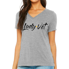 Load image into Gallery viewer, Army Lady Vet Full Chest Logo V-Neck T-Shirt