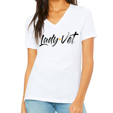 Load image into Gallery viewer, Army Lady Vet Full Chest Logo V-Neck T-Shirt