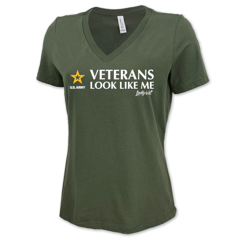 Army Lady Vet Looks Like Me Ladies V-Neck T-Shirt