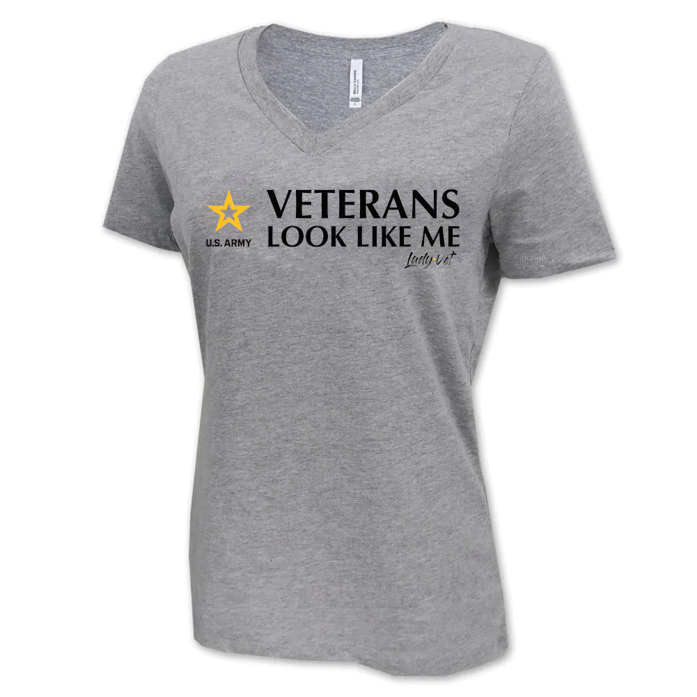 Army Lady Vet Looks Like Me Ladies V-Neck T-Shirt