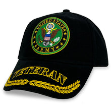 Load image into Gallery viewer, Army Veteran Wreath Hat (Black)
