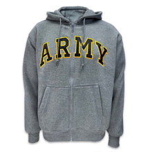 Load image into Gallery viewer, Army Embroidered Full Zip Hoodie Sweatshirt (Grey)