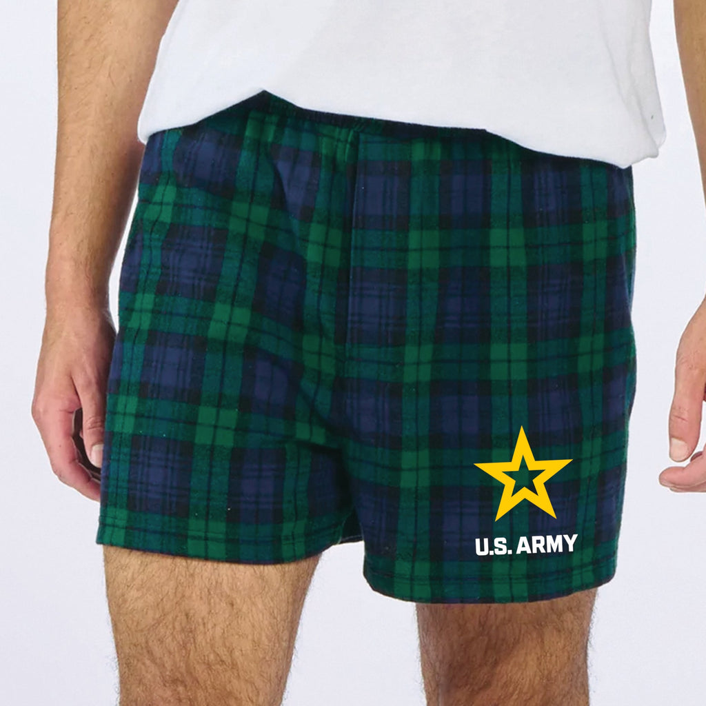 Army Star Mens Flannel Shorts (Blackwatch)
