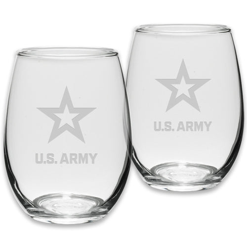 Army Star Set of Two 21oz Stemless Wine Glasses (Clear)*