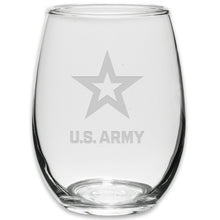 Load image into Gallery viewer, Army Star Set of Two 21oz Stemless Wine Glasses (Clear)*