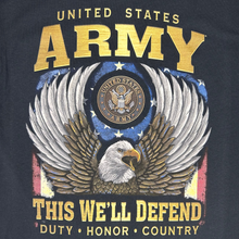 Load image into Gallery viewer, Army Gold Eagle This We&#39;ll Defend T-Shirt (Black)