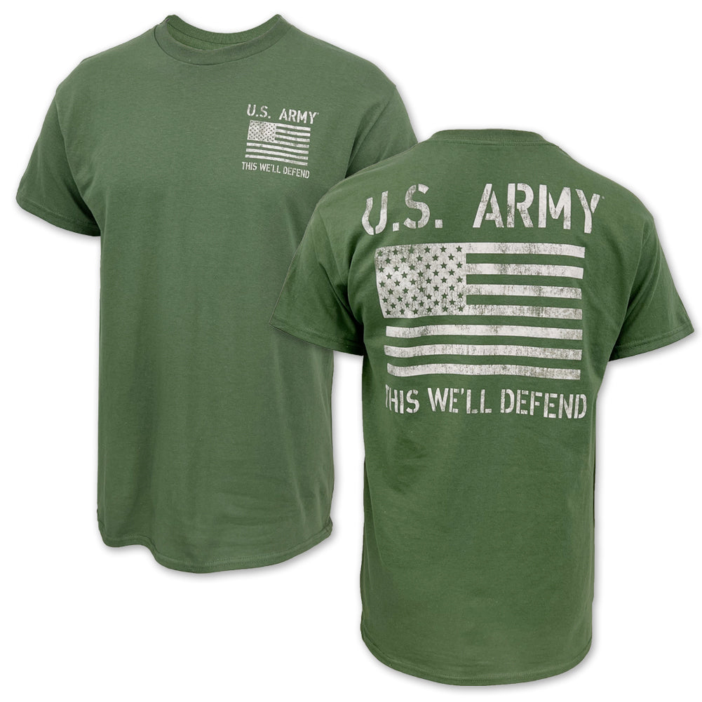 Army Distressed Flag T-Shirt (OD Green)