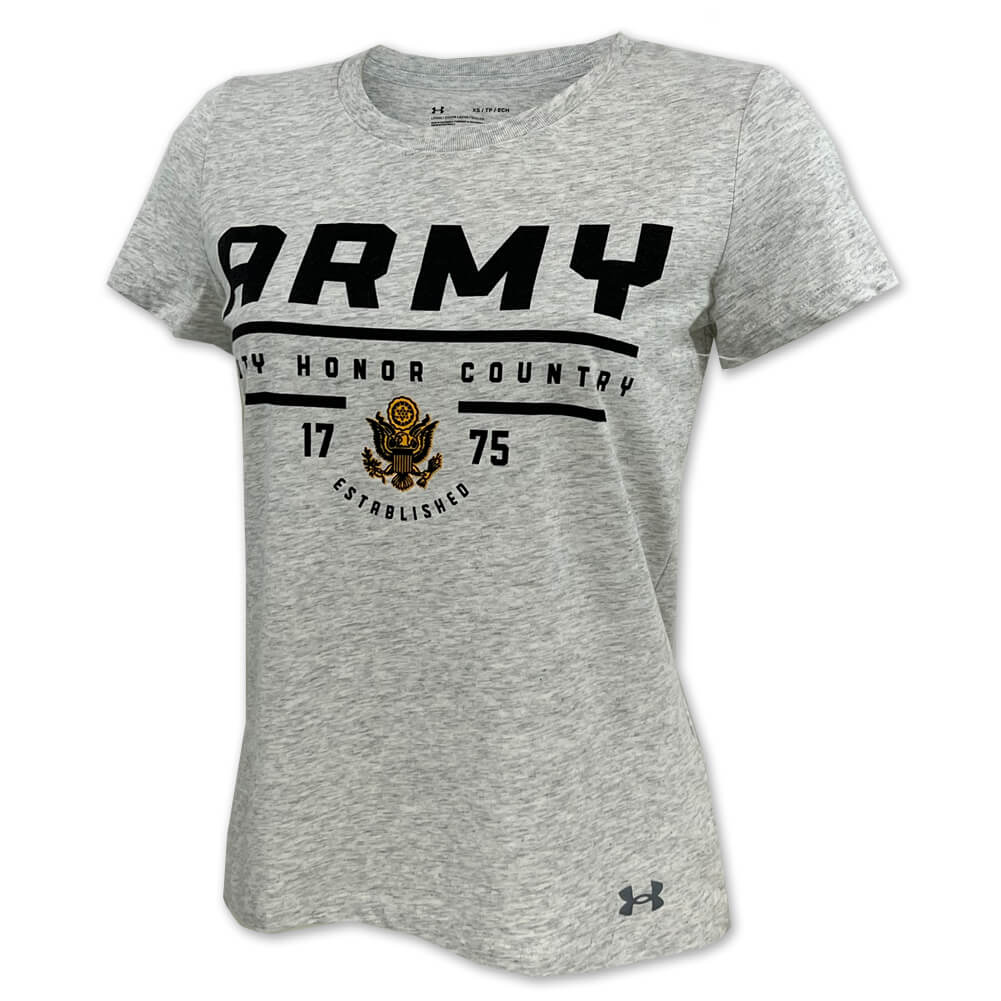 Army Ladies Under Armour Duty Honor Country T-Shirt (Silver Heather)
