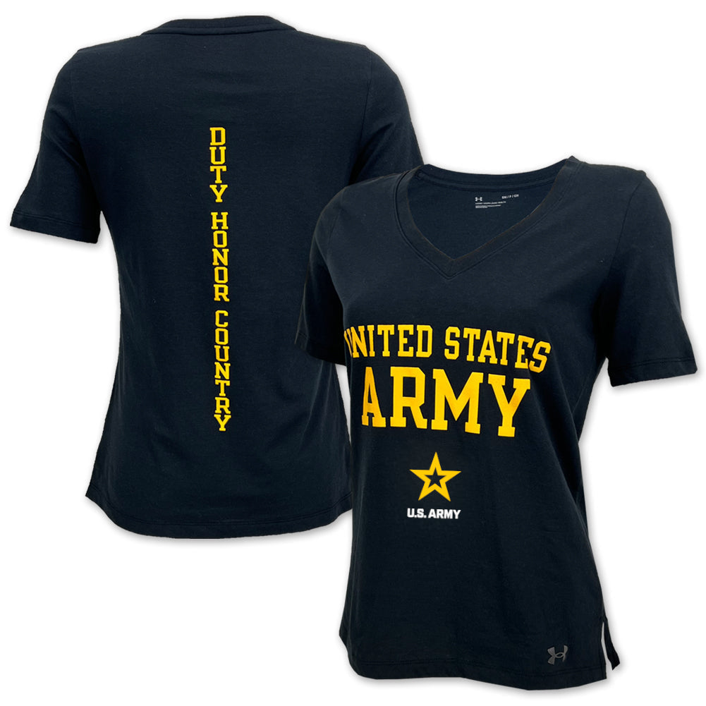 United States Army Ladies Under Armour Performance Cotton T-Shirt (Bla