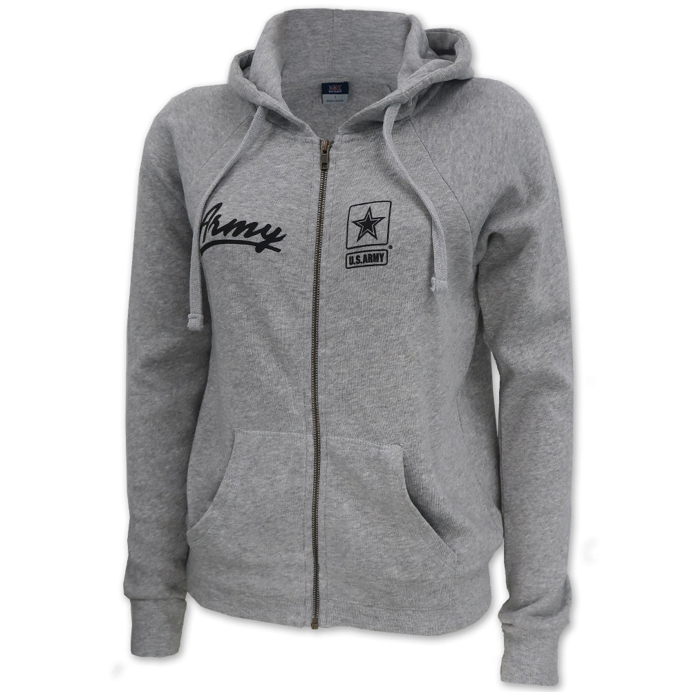 Army Ladies Angel Fleece Full Zip Hood (Heather Grey)