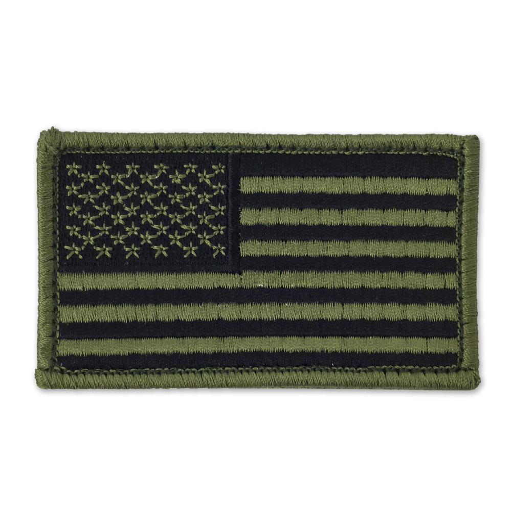 Eagle Crest American Flag Green Camo 2-Piece (H&L) Velcro Attachment Patch [Camouflage - 3x2]