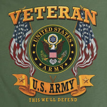 Load image into Gallery viewer, ARMY VETERAN SEAL FLAGS T-SHIRT (OD GREEN) 1