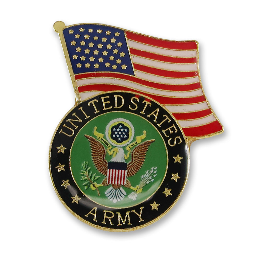 Army Waving Flag Seal Lapel Pin