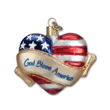 Load image into Gallery viewer, GOD BLESS AMERICA HEART ORNAMENT