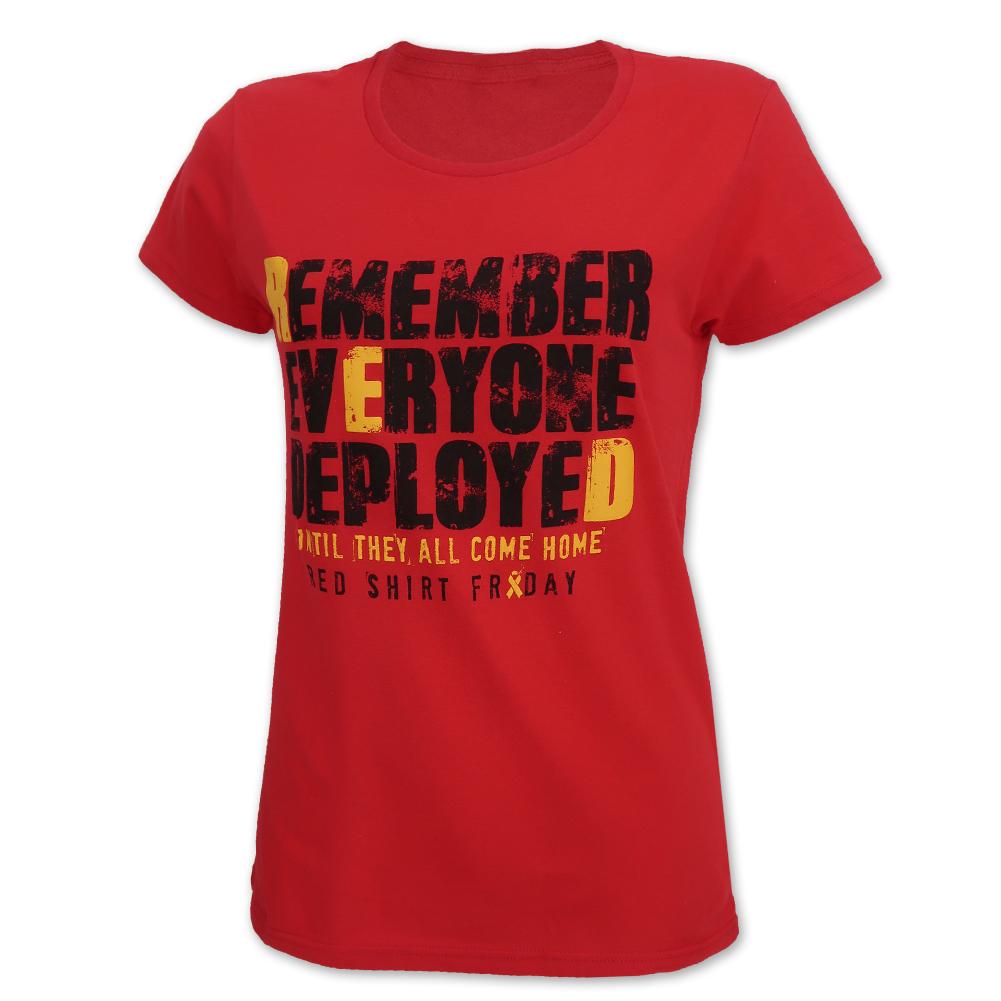 LADIES REMEMBER EVERYONE DEPLOYED T-SHIRT (RED) 1